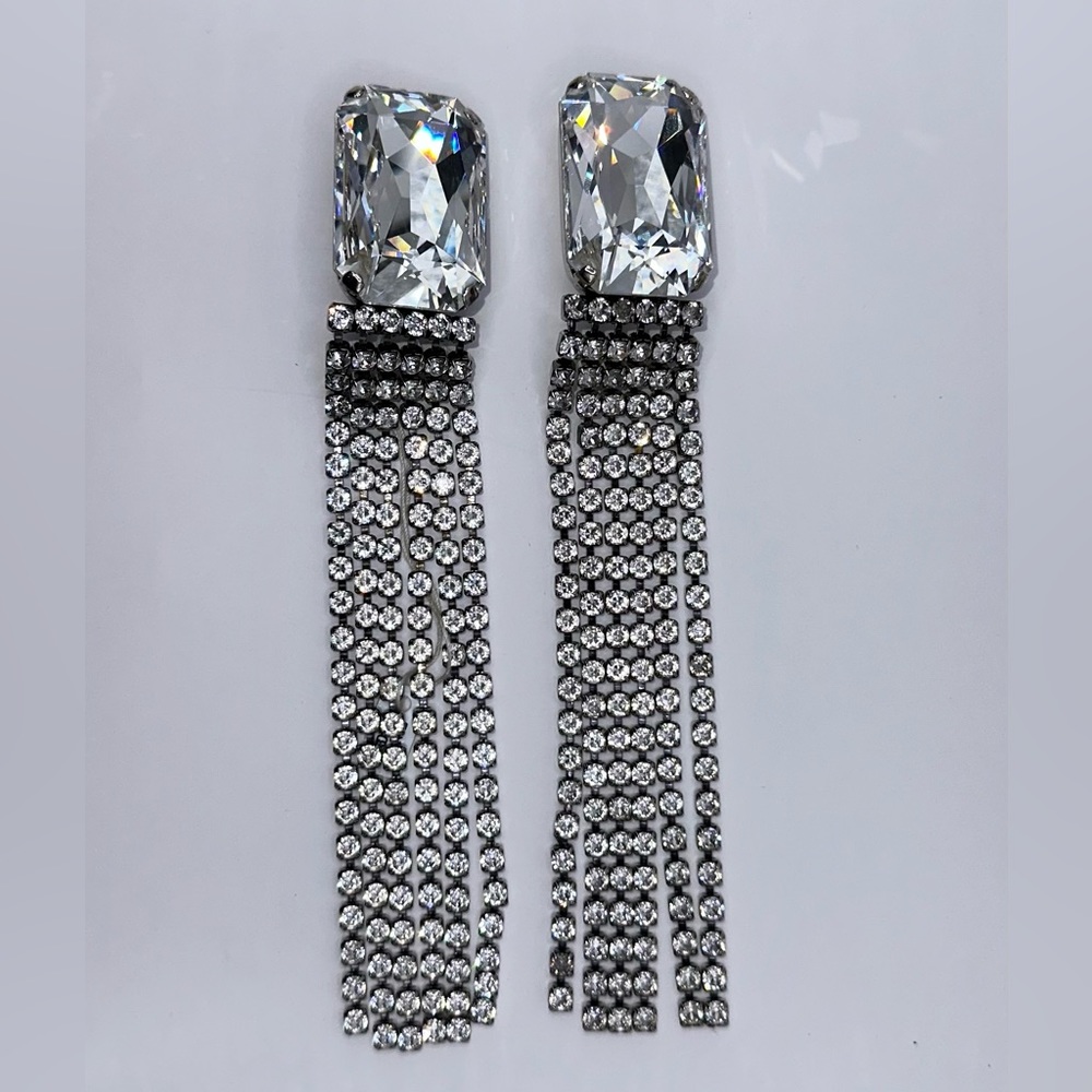 NEW WITH TAGS SAINT LAURENT Oversized Crystal Clip-on earrings Extremly rare